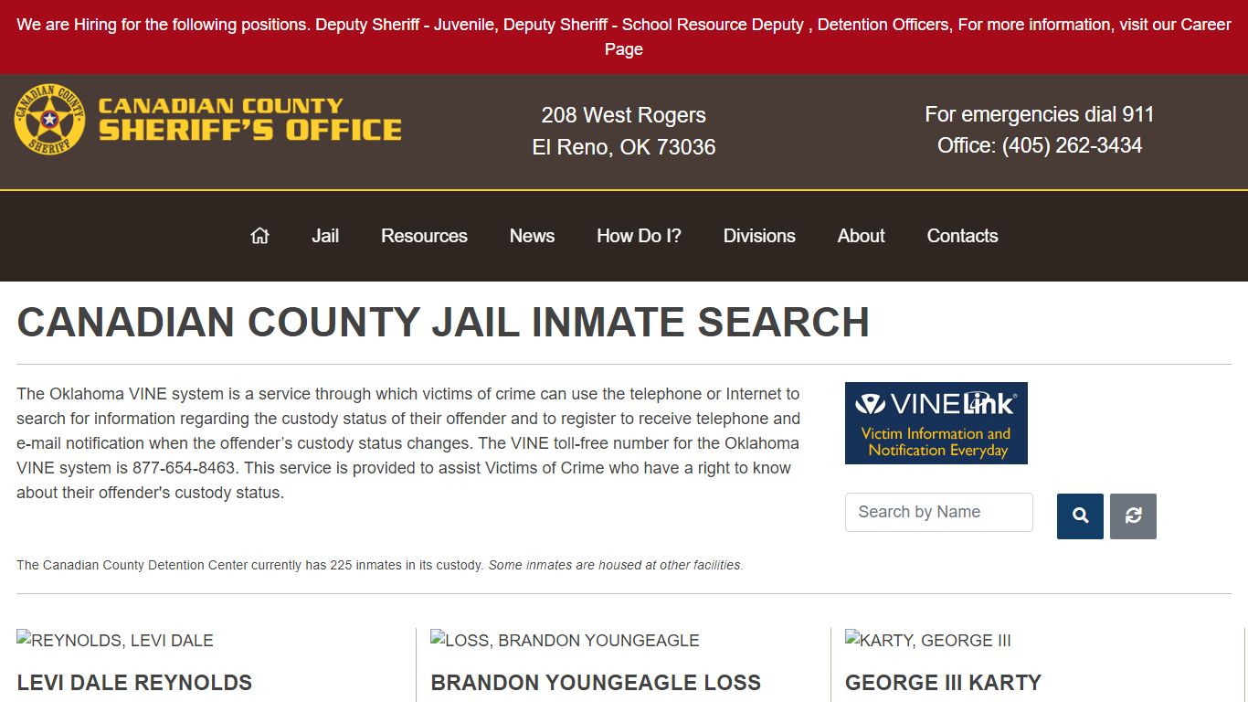 Inmate Search - Canadian County Sheriff's Office